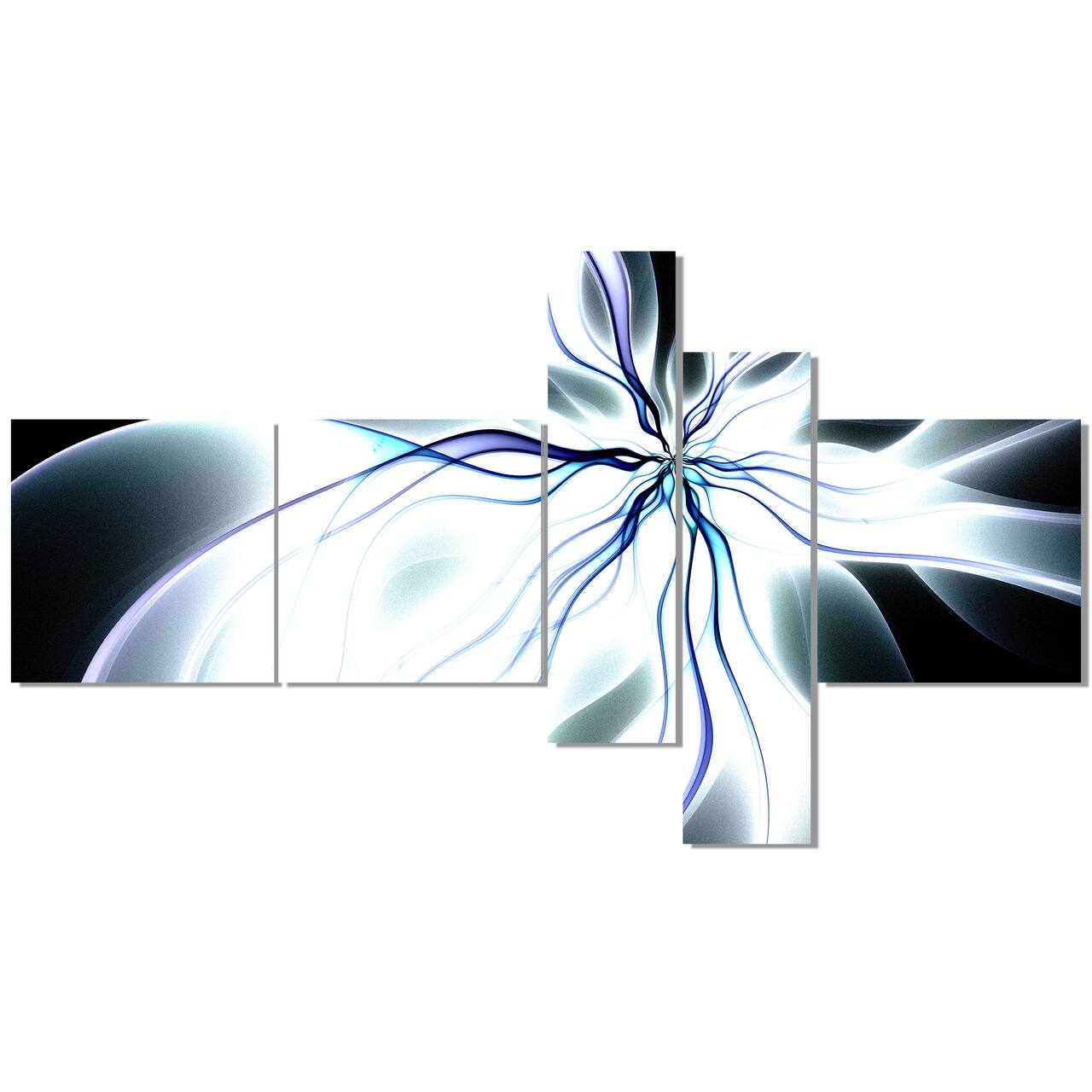 Designart - White Symmetrical Fractal Flower - Abstract Art on Canvas